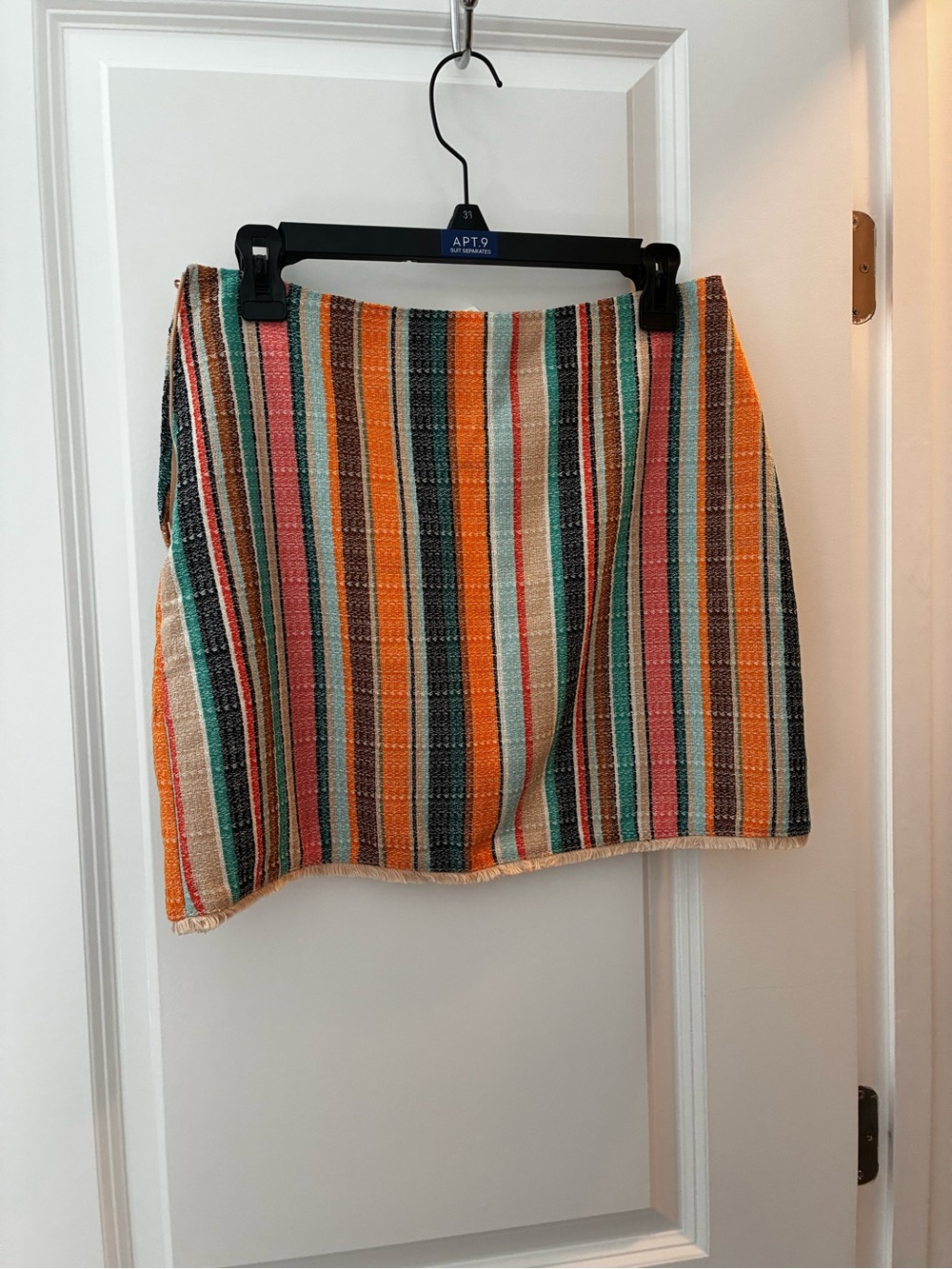 H&M Striped Multicolor Mini Skirt in Orange, Teal, Pink, Black, Cream